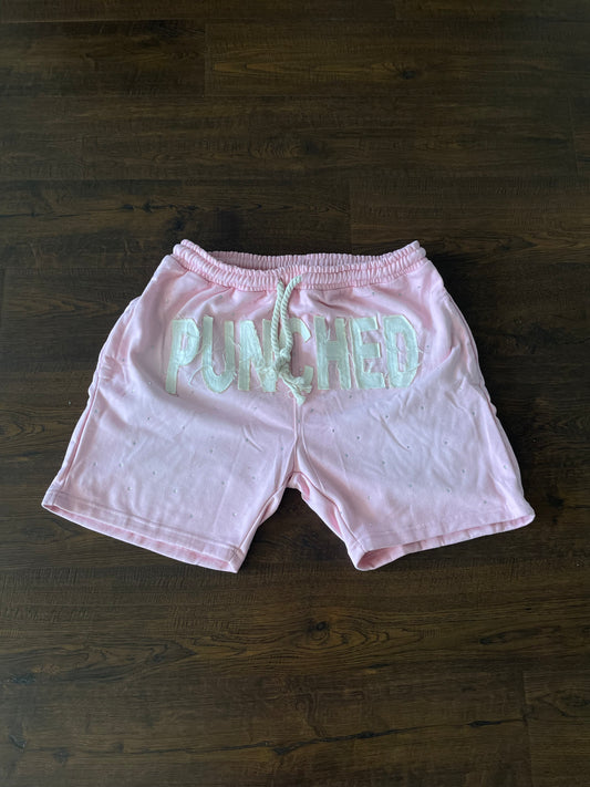 Blush Punched Faded Shorts